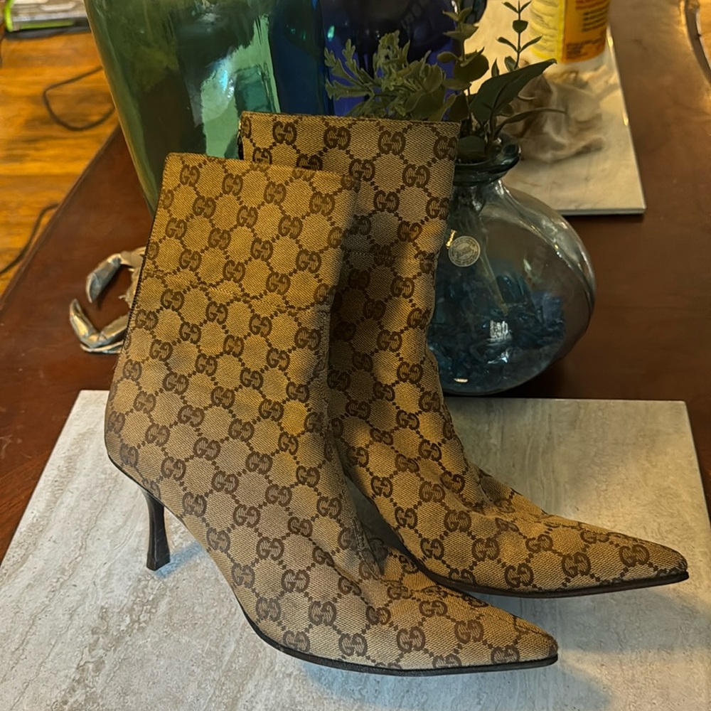 Gucci monogram ankle boots